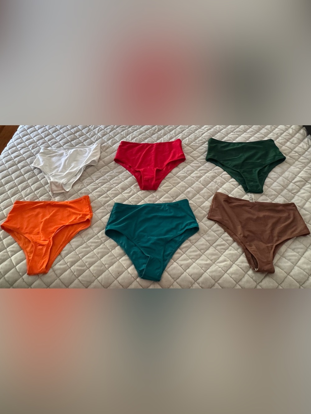 SHEIN Women High-Waist Bikini Bottoms in White, Red, Green, Orange, Teal & Brown